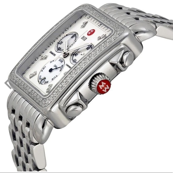 Michele Deco 18 Stainless Steel Diamond Bracelet Watch - Picture 2 of 6